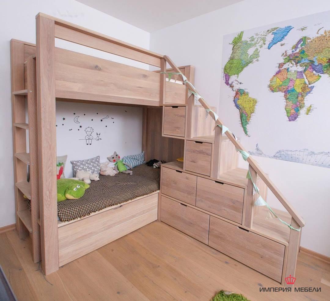 Двухъярусная кровать для детей с ящиками №1