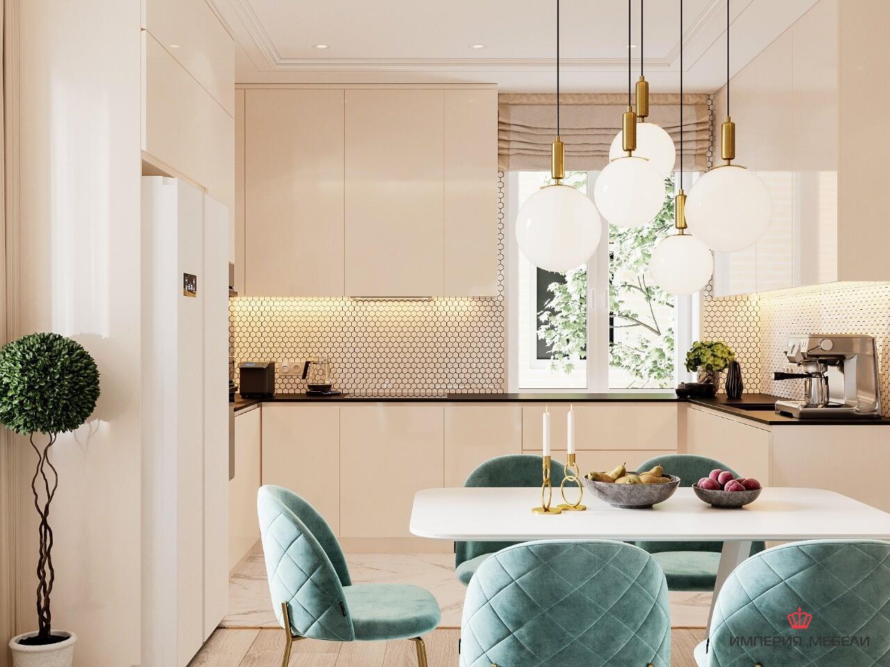 Кухня без ручек угловая №9